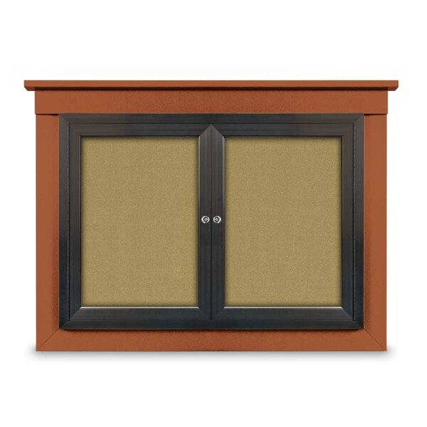 18"x24" 1-Door Enclosed Letterboard, Grey Vinyl/Walnut